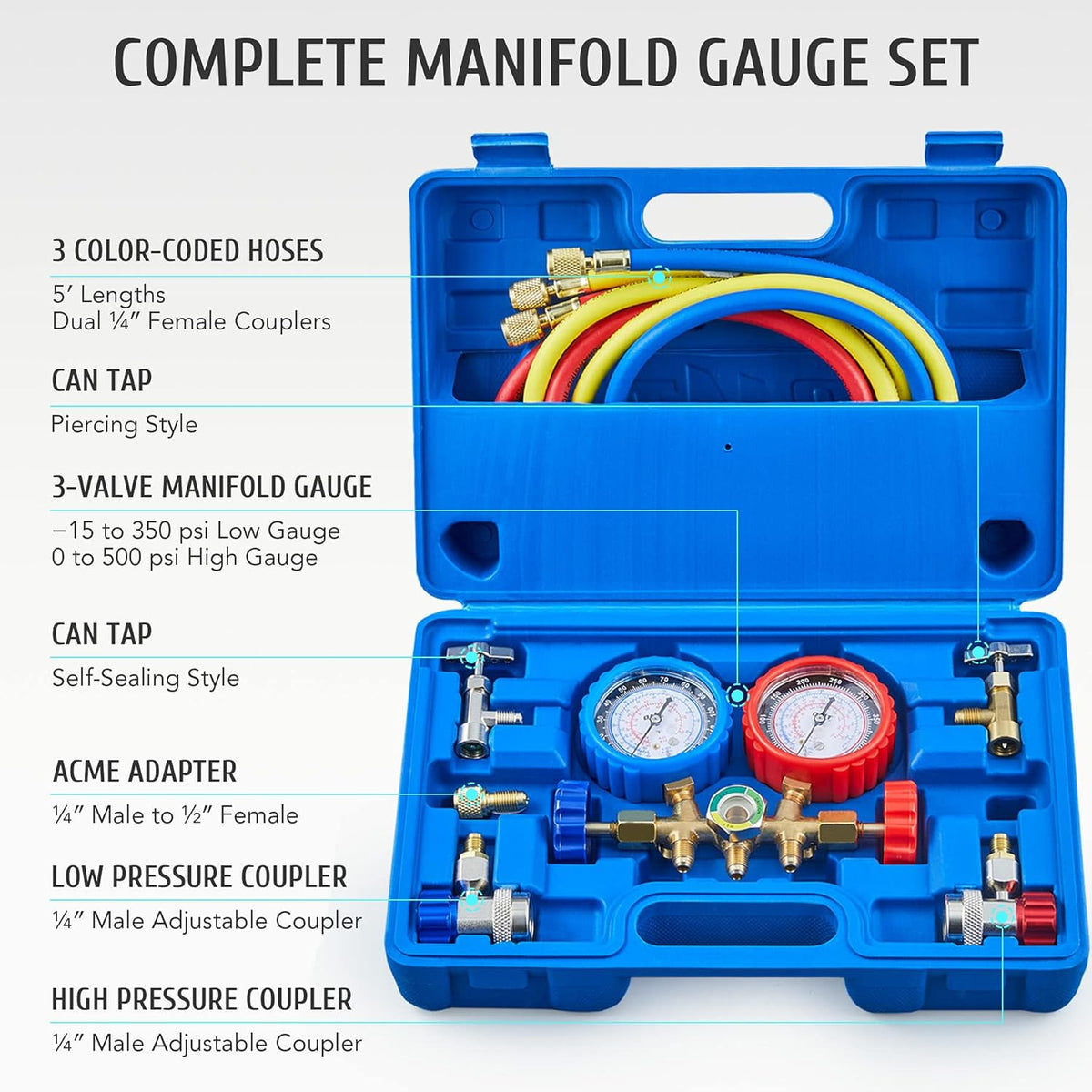 AC Manifold Gauge Set for R134a R12 R502 Refrigerant Z18097