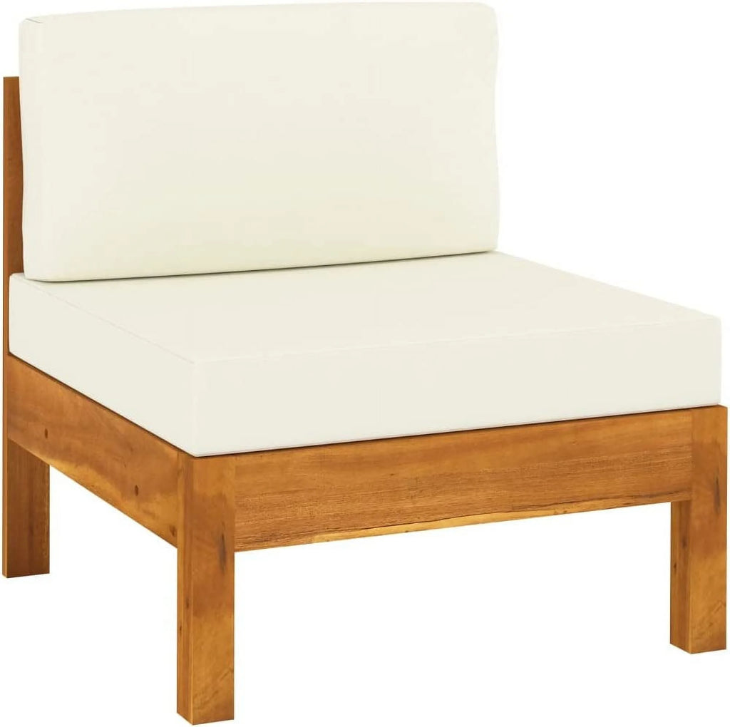 10 Piece Acacia Wood Patio Lounge Set with Cream White Cushions O602