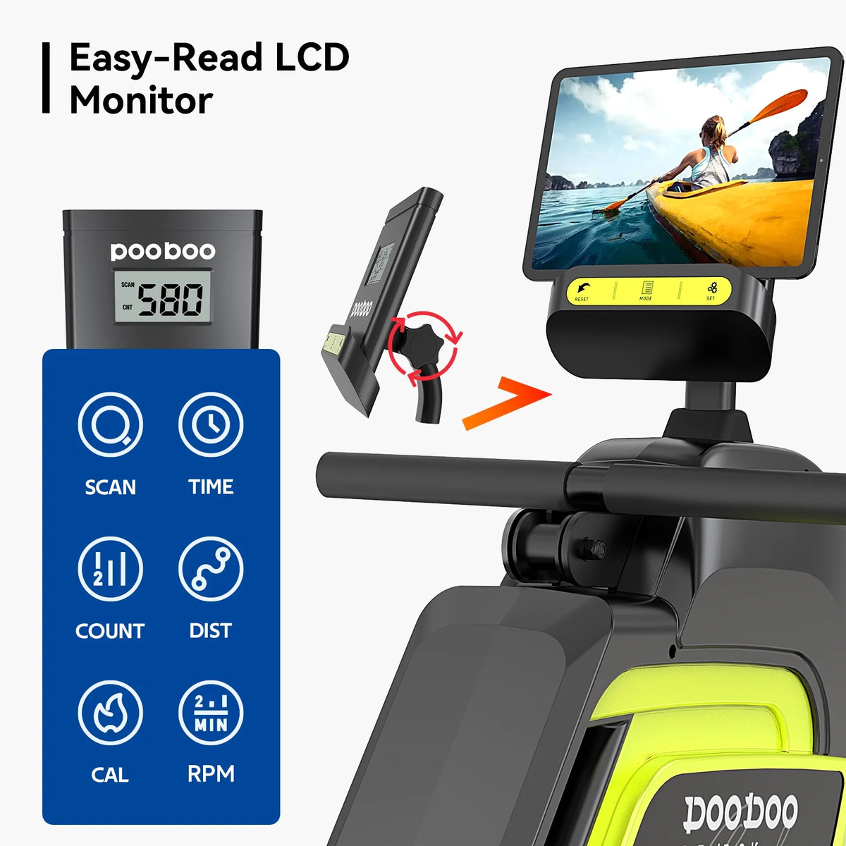 Magnetic Rowing Machine 14 Levels 350 LBS with LCD Monitor U71591