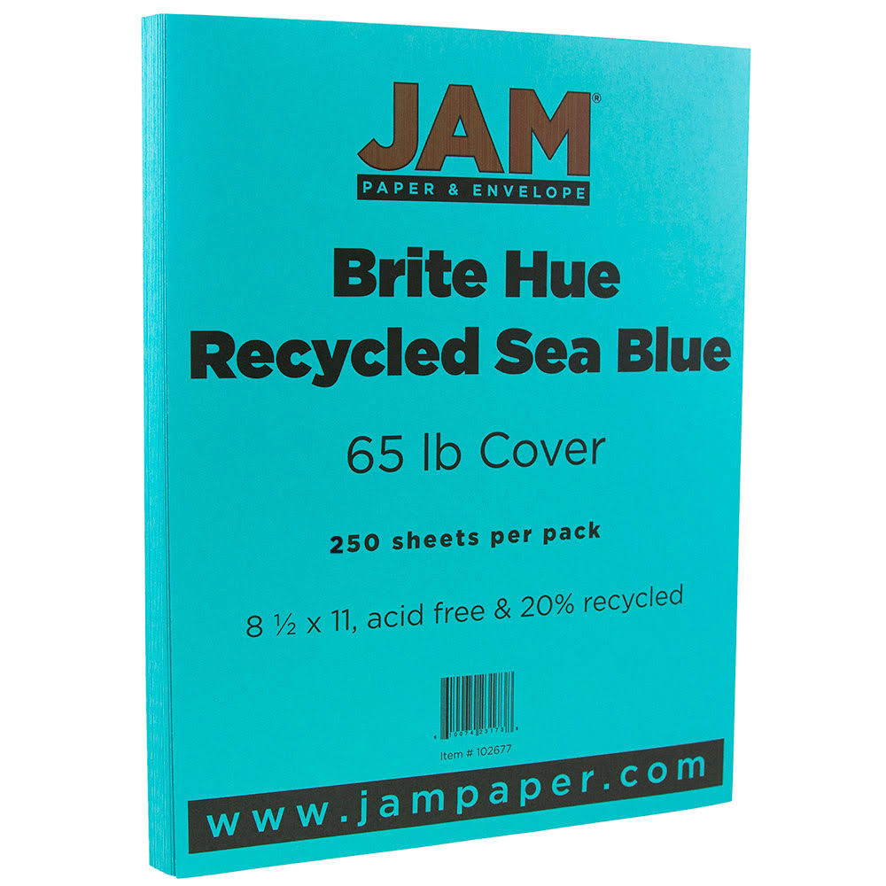 Sea Blue Cardstock, 8.5 x 11, 65lb, 250/Pack X938
