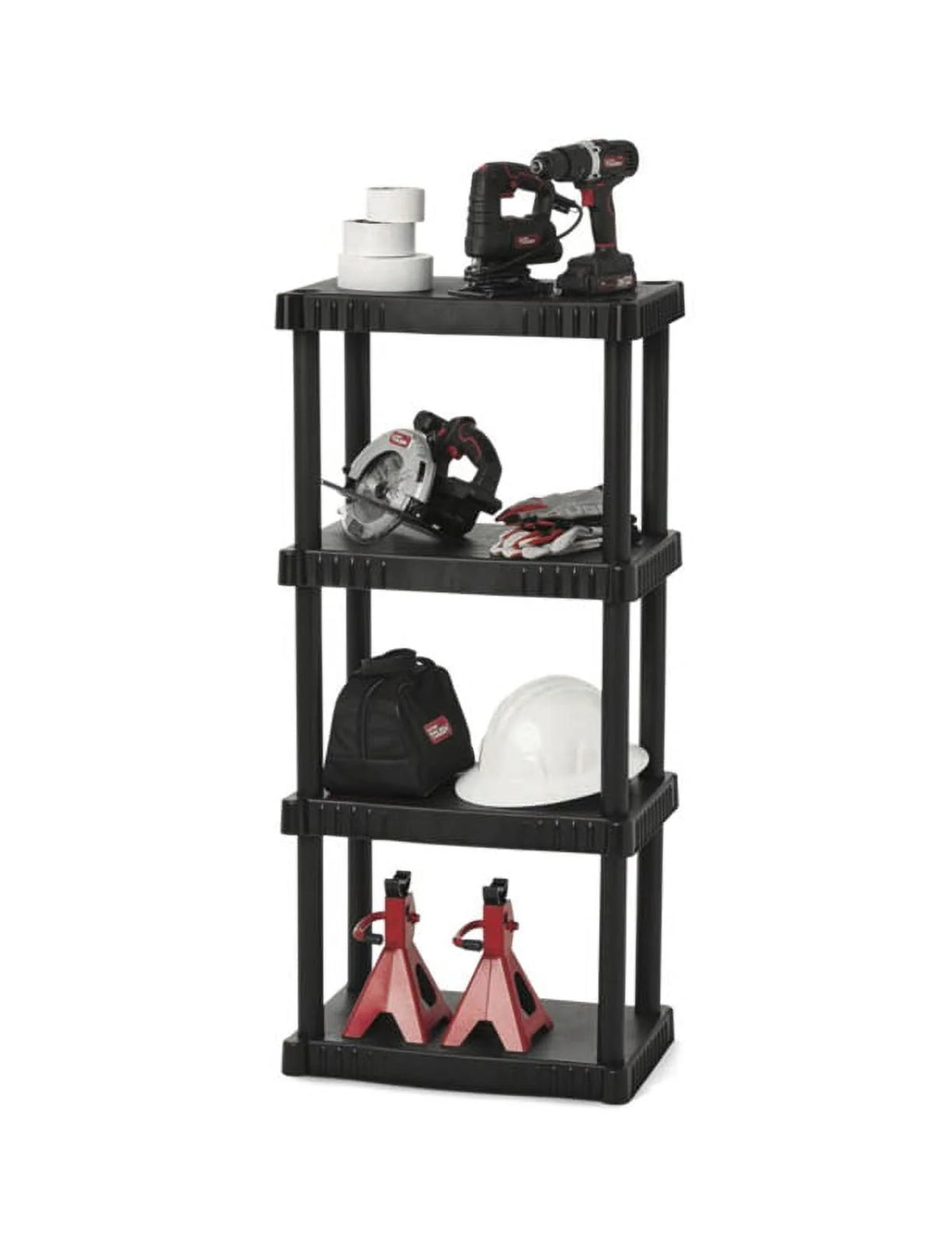 Plastic 4-Tier Storage Shelves Black A751