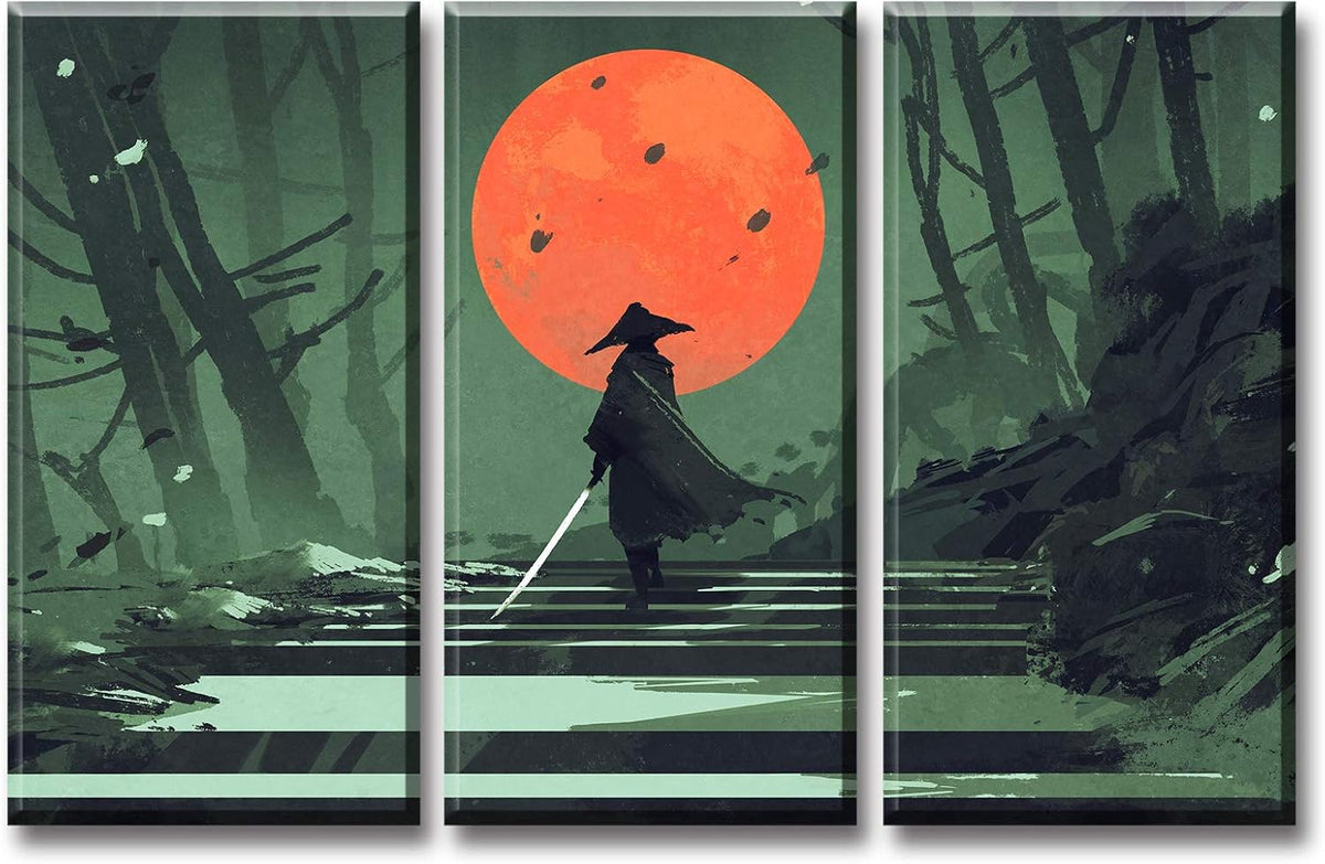 3 Piece Black and White Canvas Wall Art Katana Poster N9585