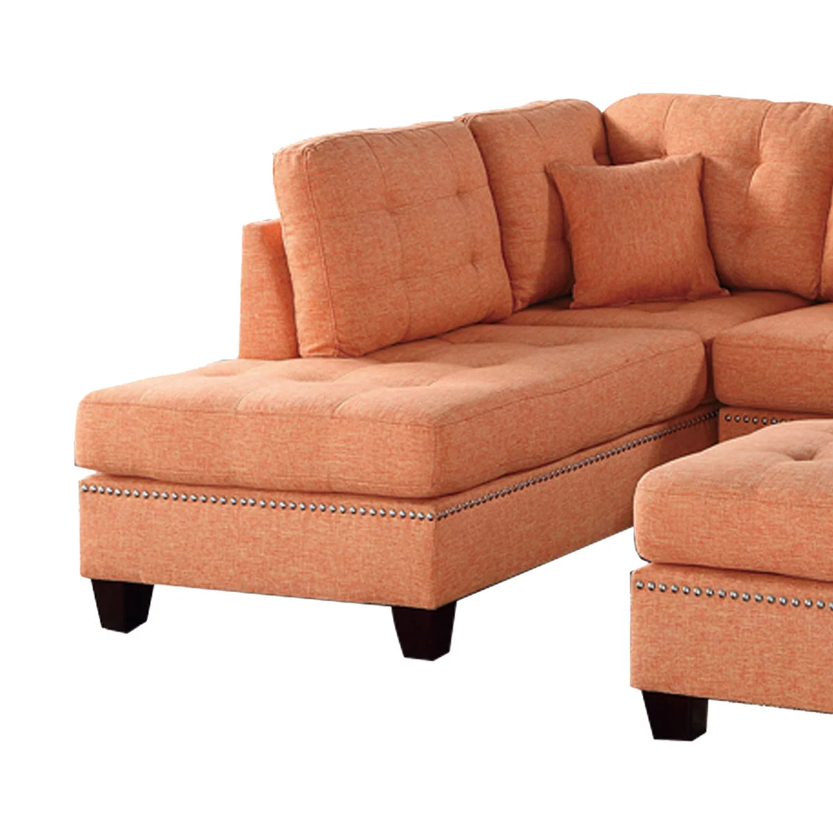 Orange 3 Piece Polyfiber Sectional Set S9015