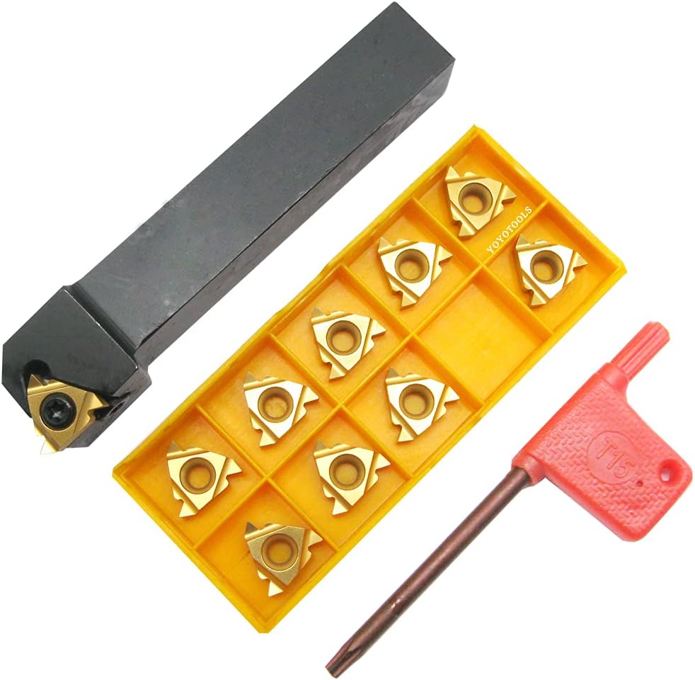 10PCS 16ER AG60 Indexable Carbide Threading Insert Blade with External Threading Turning Tool Holder Z6562