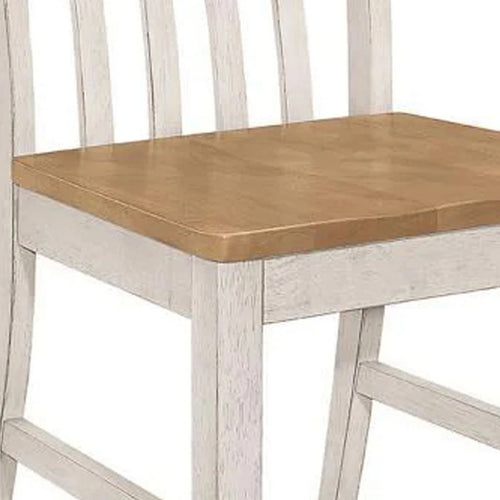 18 Inch Set of 2 Slatted Back Antique White Wood Dining Chair J15626
