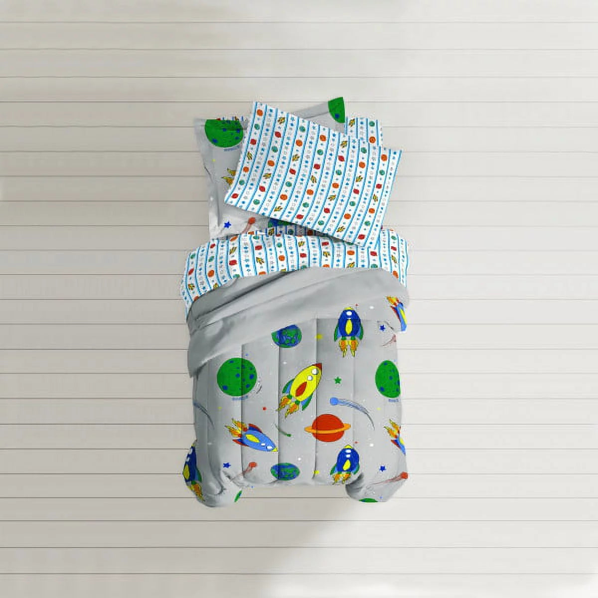 5 Piece Twin Comforter Set Polyester Grey Y494