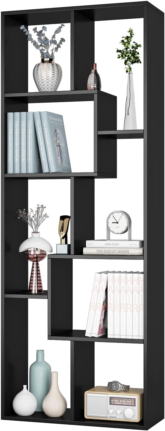 Black 8 Tier Bookcase H425