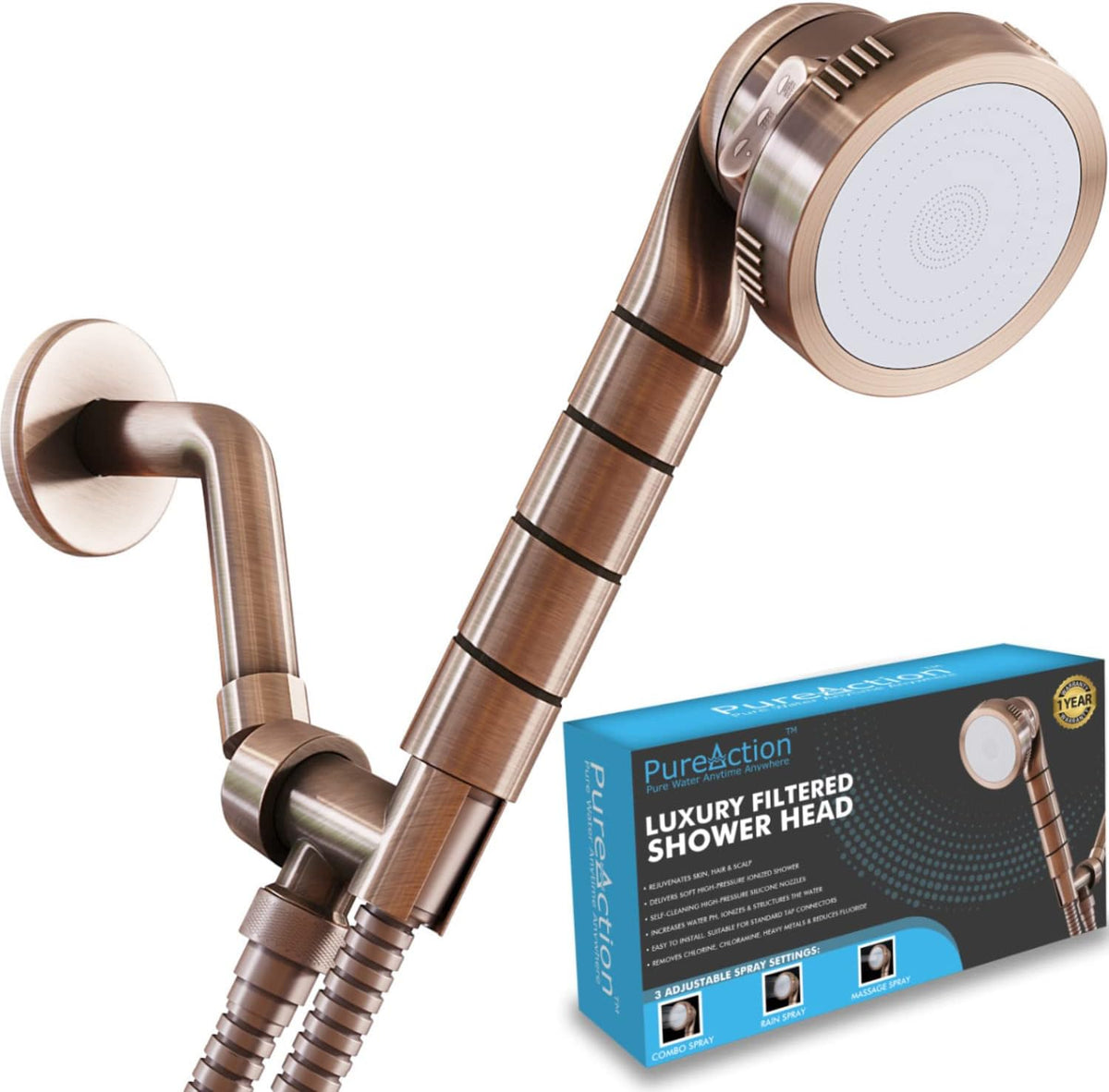 Oil Rubbed Bronze Filtered Shower Head with Handheld Hose, Pack of 2 U98794