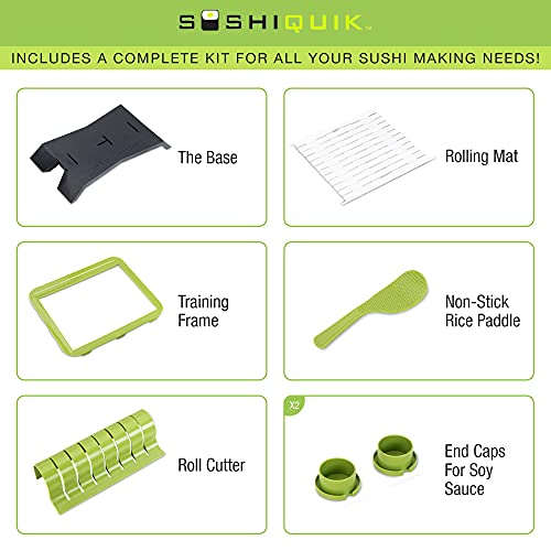 Sushi Making Kit with 2 Roll Cutters, Chopstick Trainers, Triangle Onigiri Molds F866