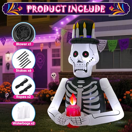 8FT Halloween Inflatable Skeleton Tree with LED Lights G457