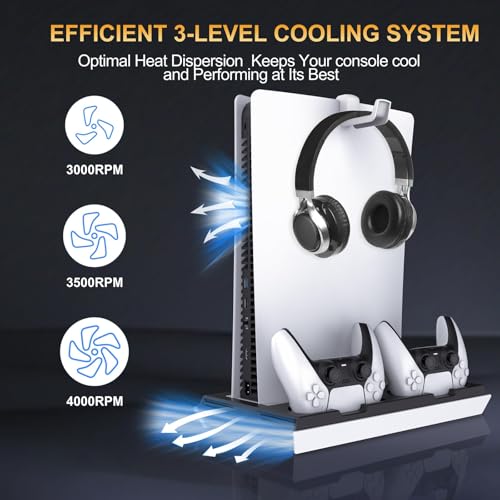 PS5 Slim Cooling Station with Dual Controller Charging Station, Black E375058