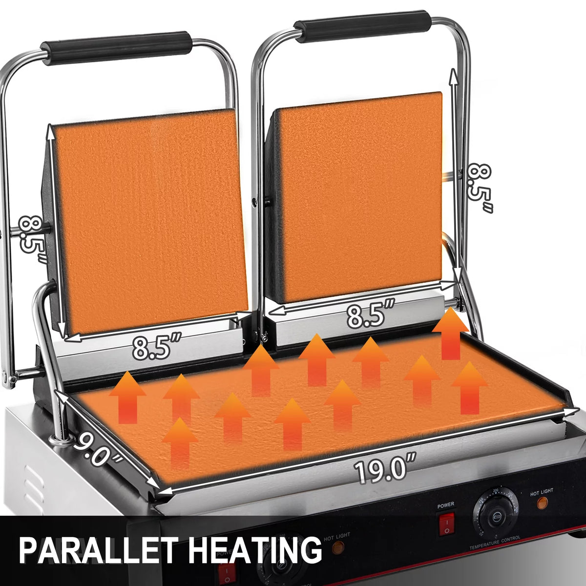110V 3600W Electric Panini Press Grill Non-Stick Double Flat Plates A8254