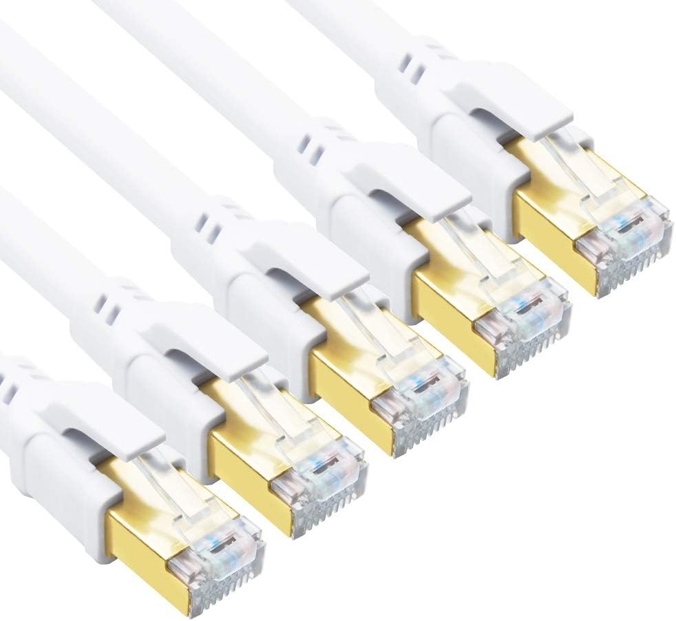 CAT8 Ethernet Cable 15ft 10 Pack Black SFTP 26AWG Gold Plated RJ45 Connector C566320