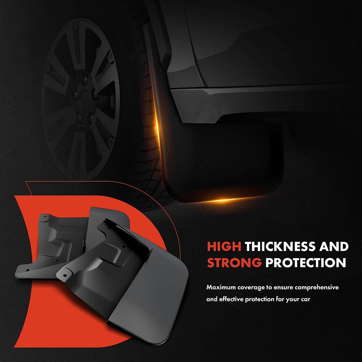 Set of 4 Black Mud Flaps with Hardware Kits J1883
