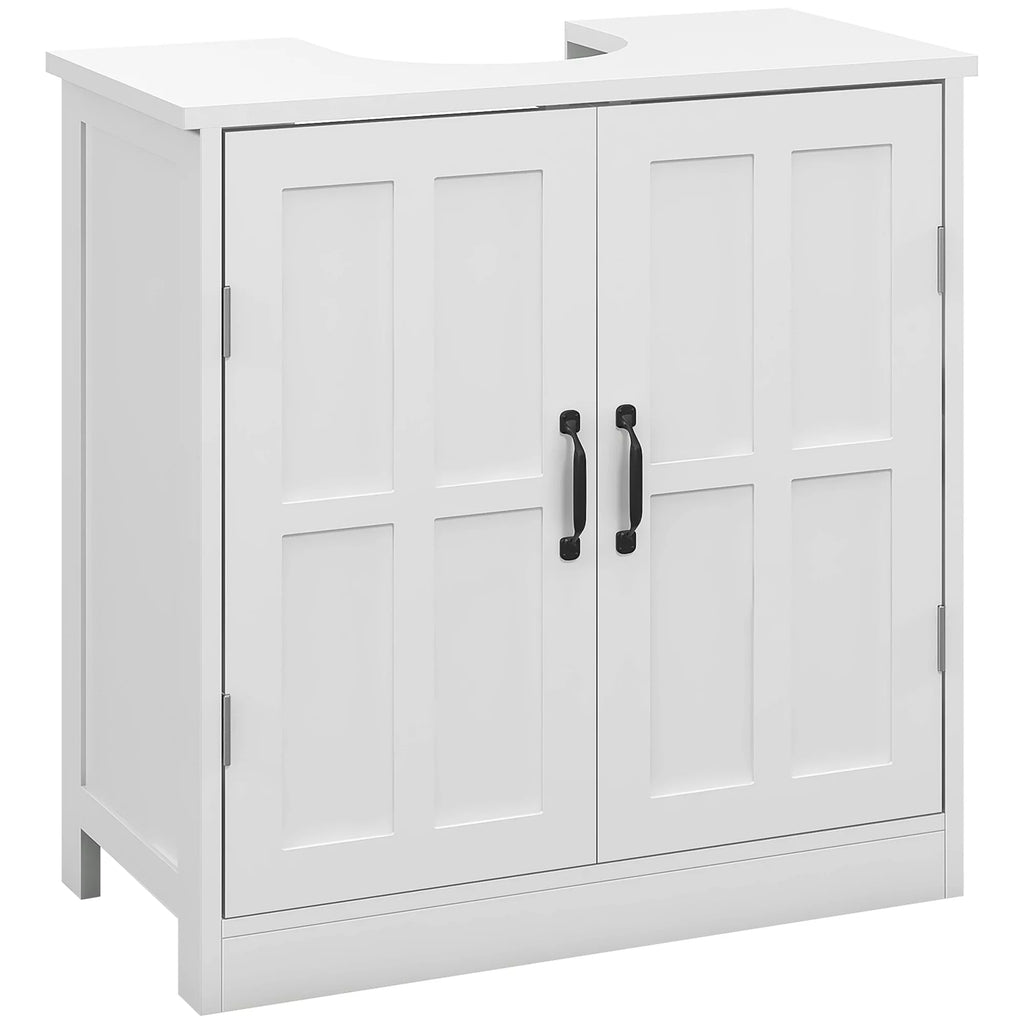 White Bathroom Sink Cabinet with Adjustable Shelf D6694