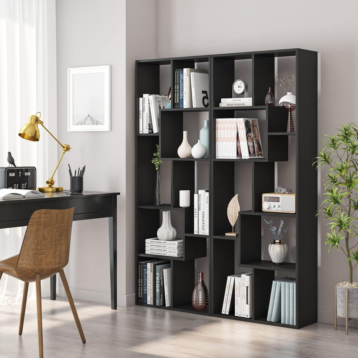 Black 8 Tier Bookcase H425