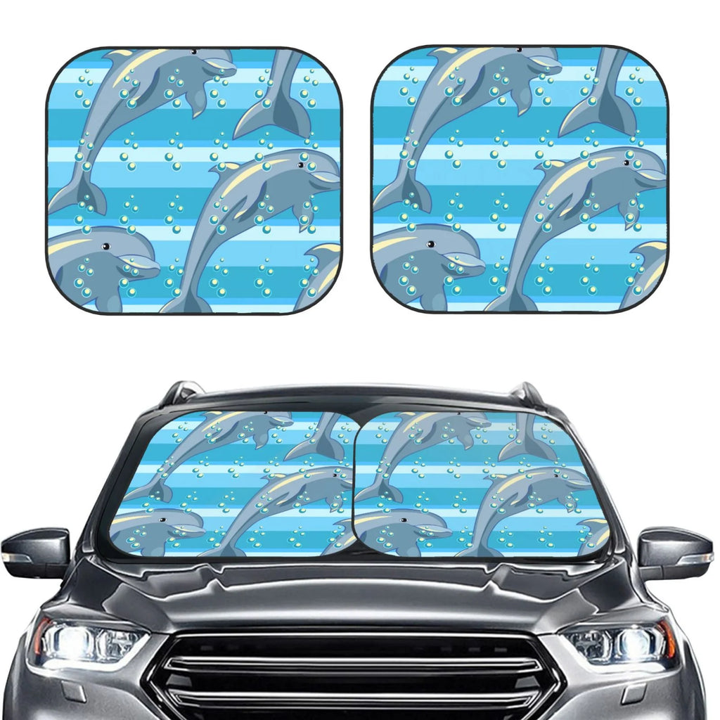 Dolphin Windshield Sun Shade 2-Piece Car Front Window Sunshade Y71760