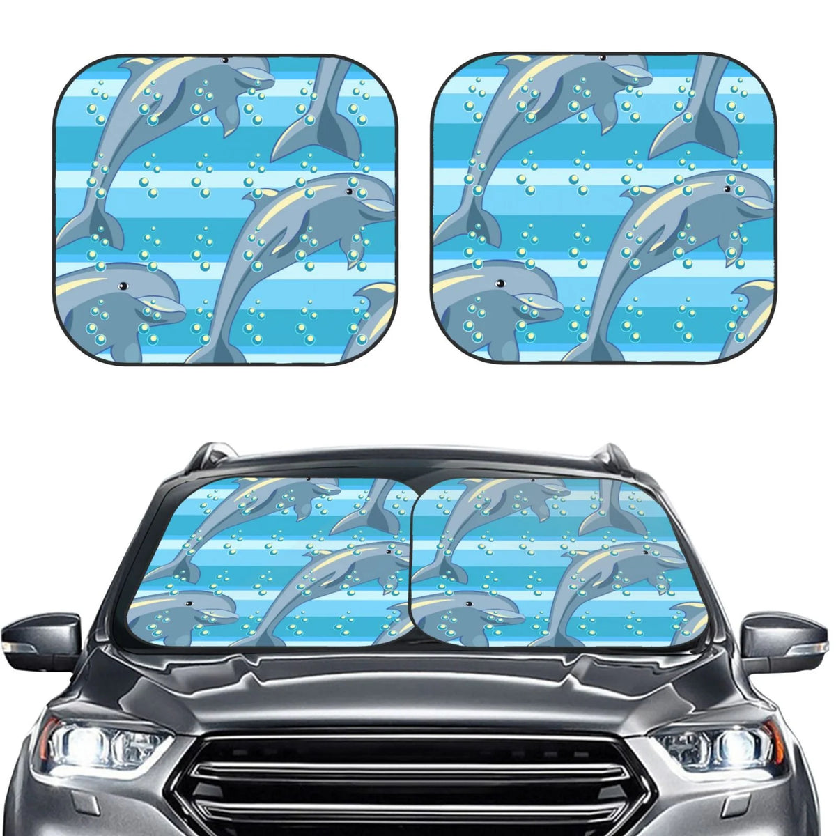 Dolphin Windshield Sun Shade 2-Piece Car Front Window Sunshade Y71760