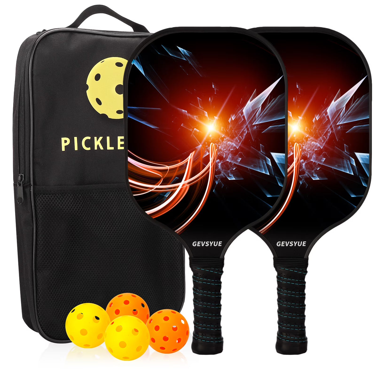 Pickleball Paddles Set, 2 Paddles, 4 Balls, Paddle Bag Z402547