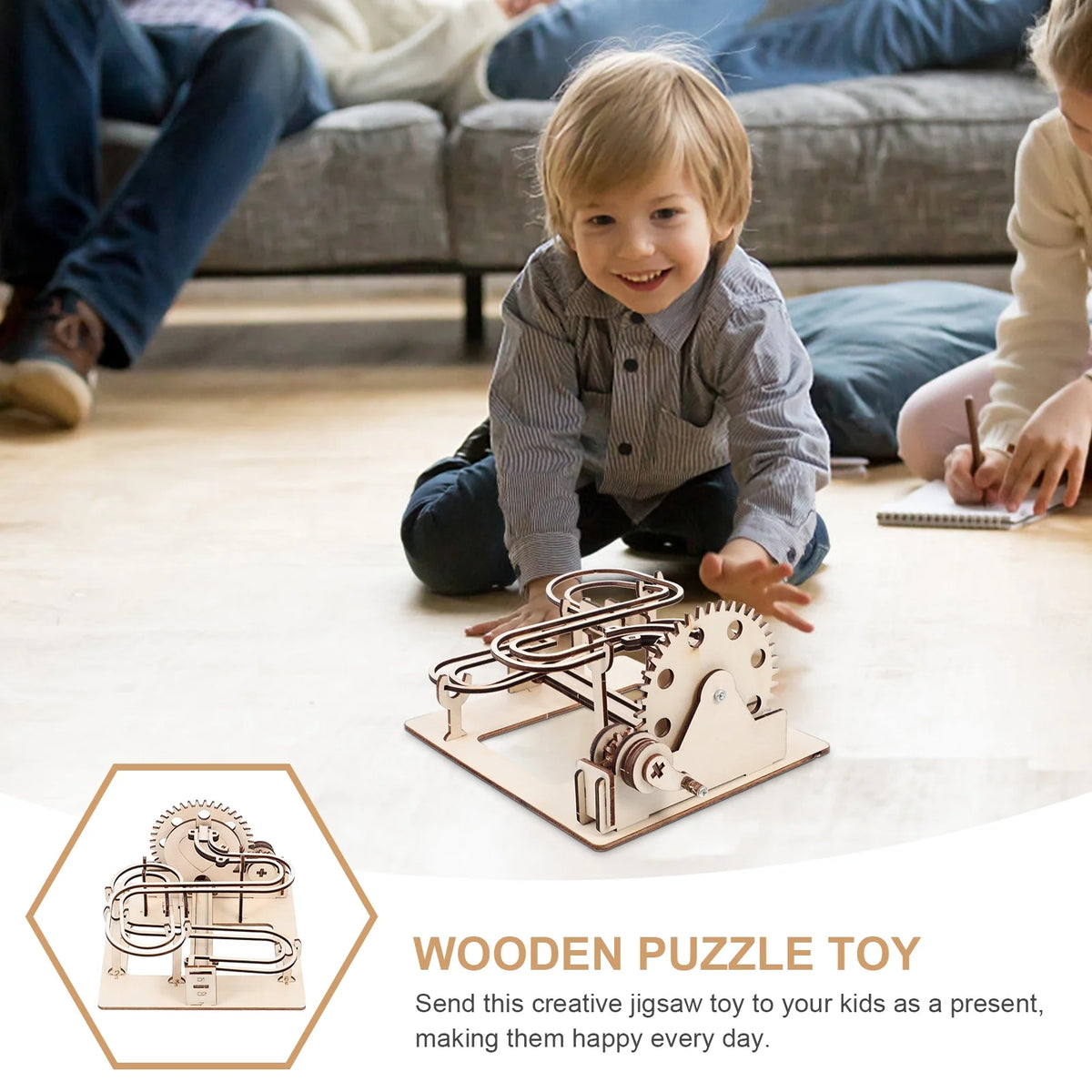 3D Wooden Puzzles Marble Run Set DIY Roller Coaster Toys Mechanical Model V37024