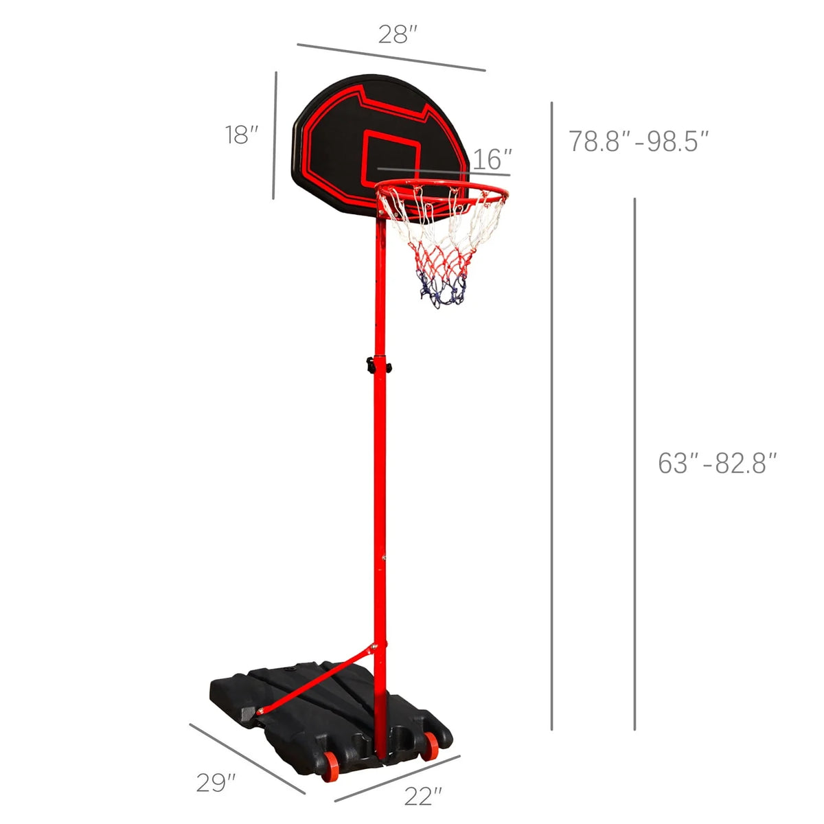Adjustable Portable Basketball Hoop I9458
