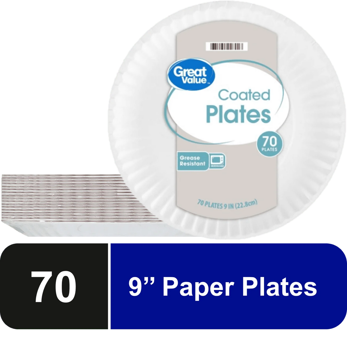 White 9 in 70 Count Disposable Paper Plates Q727056