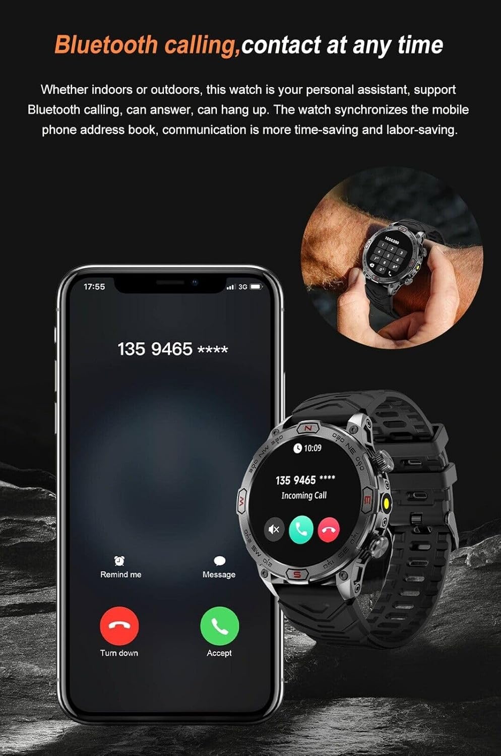 1.43" AMOLED Display Smart Watch with Compass C6104
