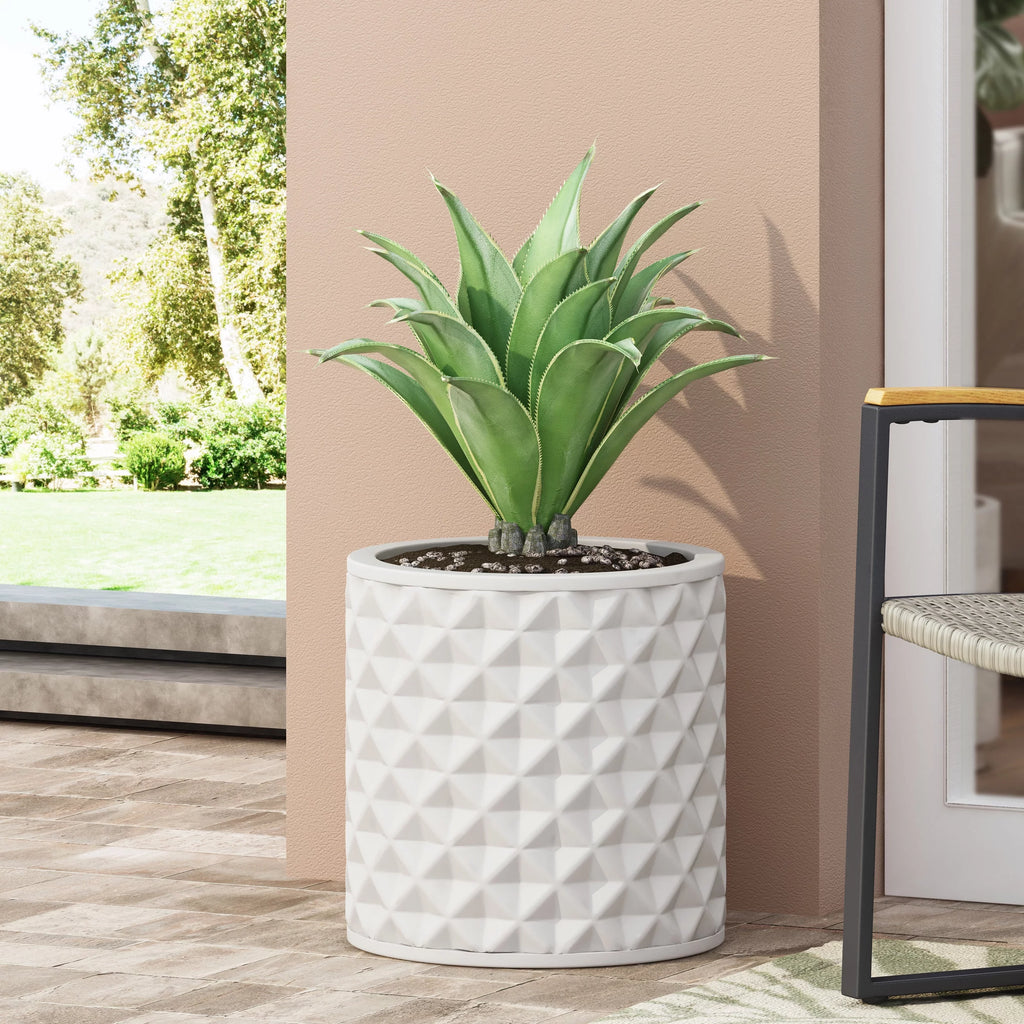 Outdoor Cast Stone Planter Antique White Large M834