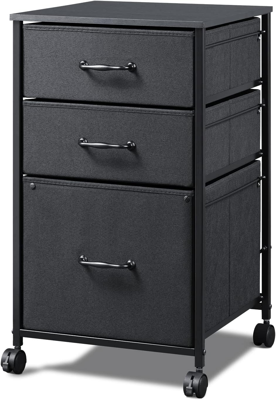 Black Mobile File Cabinet with Storage Shelf Z7058