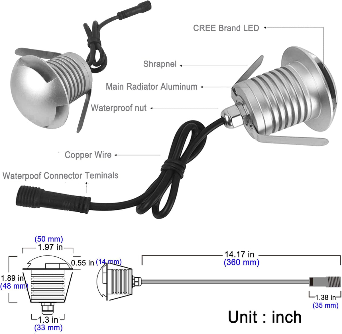 3W IP67 Waterproof Aluminum LED In-Ground Well Light P603