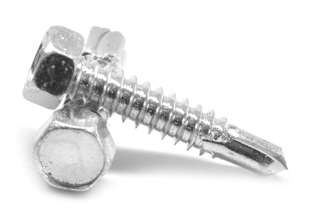 Self Drilling Screw Indented Hex Head #3 Point Low Carbon Steel Zinc Plated T1064