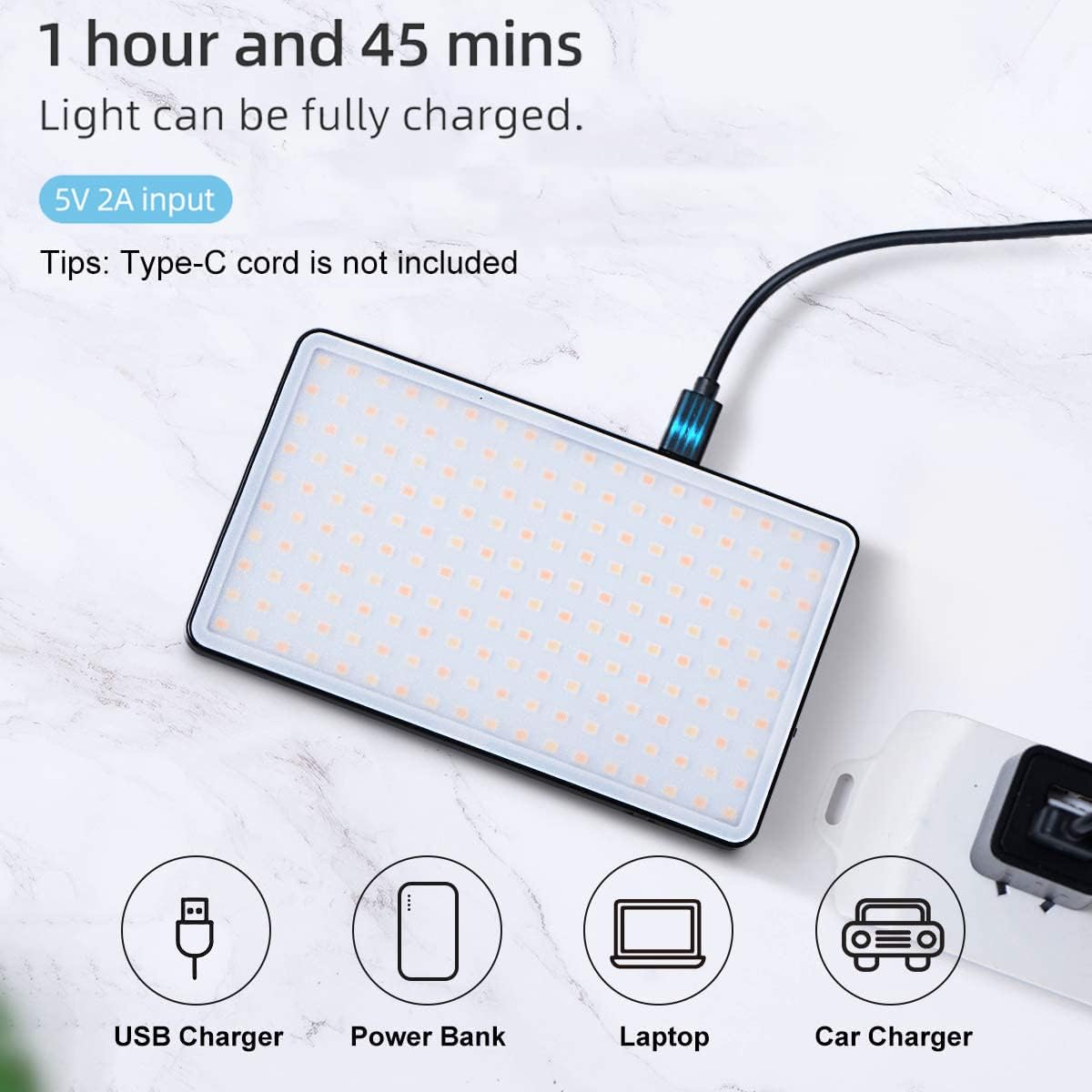 Portable Rechargeable LED Video Light Panel with LCD Display, Pack of 2 U8418