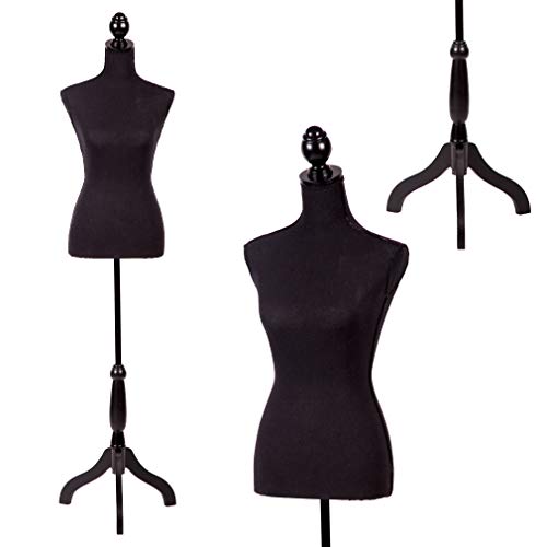 White Height Adjustable Female Dress Model Display Torso with Tripod Stand F98277