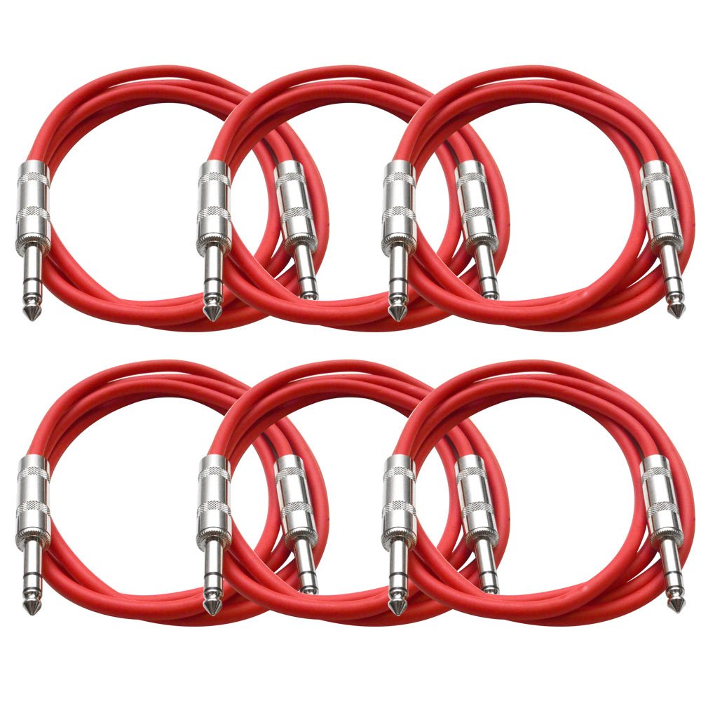 6 Pack 25 Foot Blue 1/4 TRS Patch Cable R37657