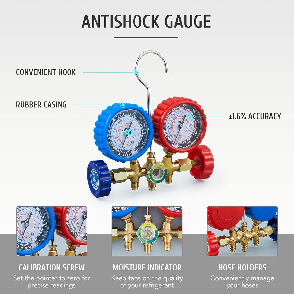 AC Manifold Gauge Set for R134a R12 R502 Refrigerant Z18097