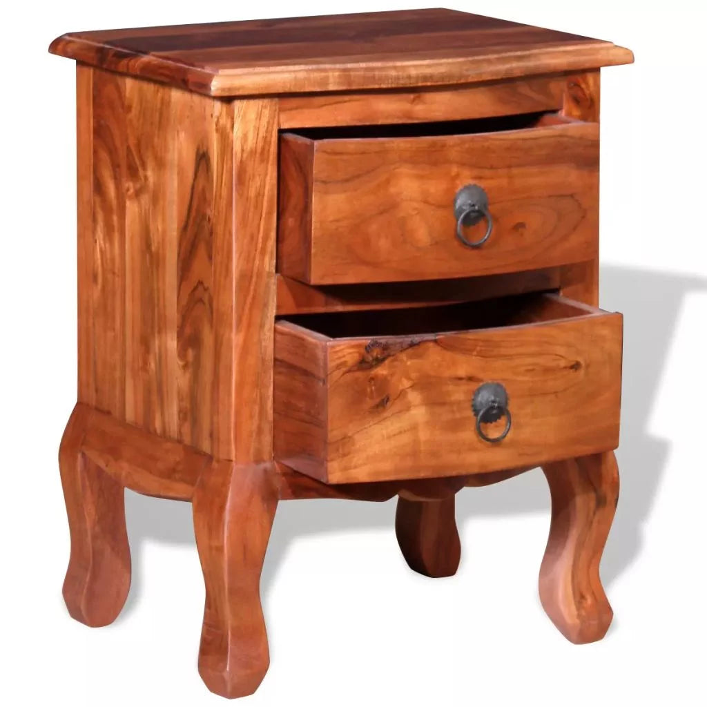 Nightstand with Drawers Solid Acacia Wood W544