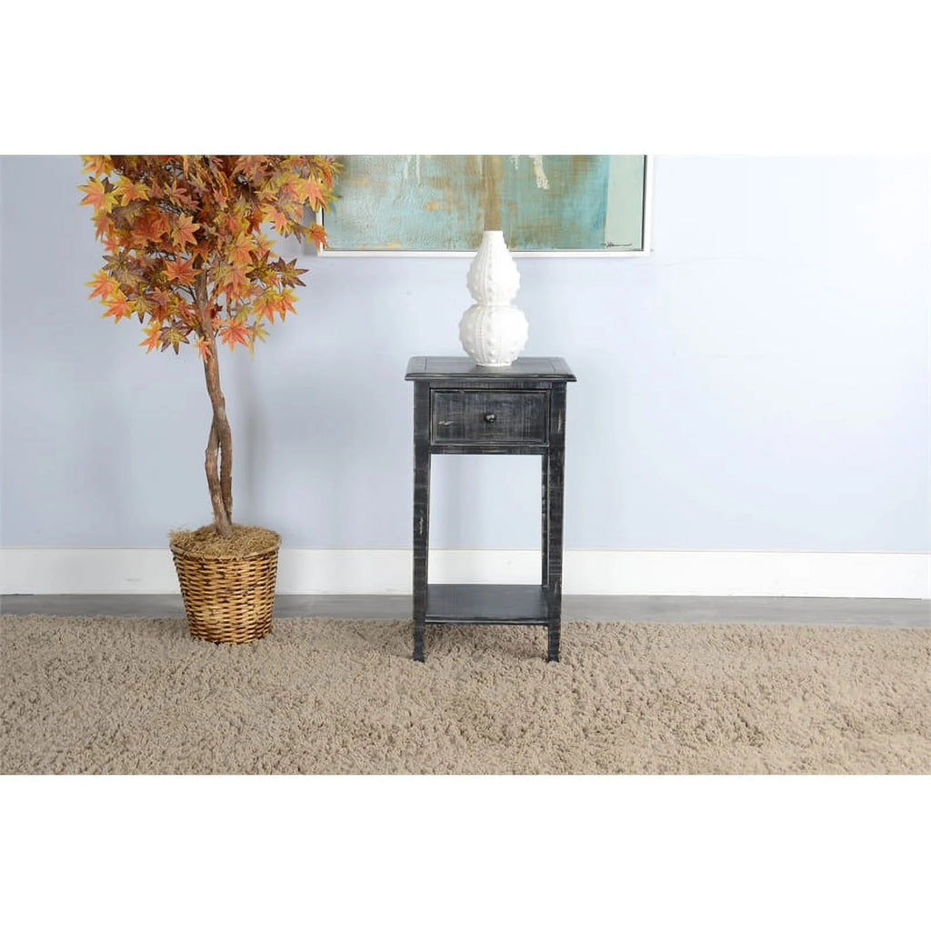 Black Wood Side Table with Drawer M496