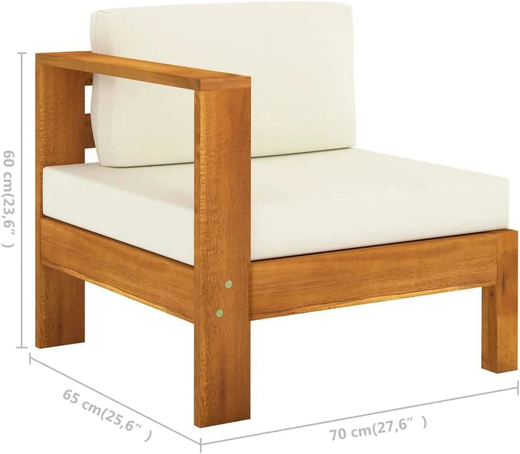 10 Piece Acacia Wood Patio Lounge Set with Cream White Cushions O602