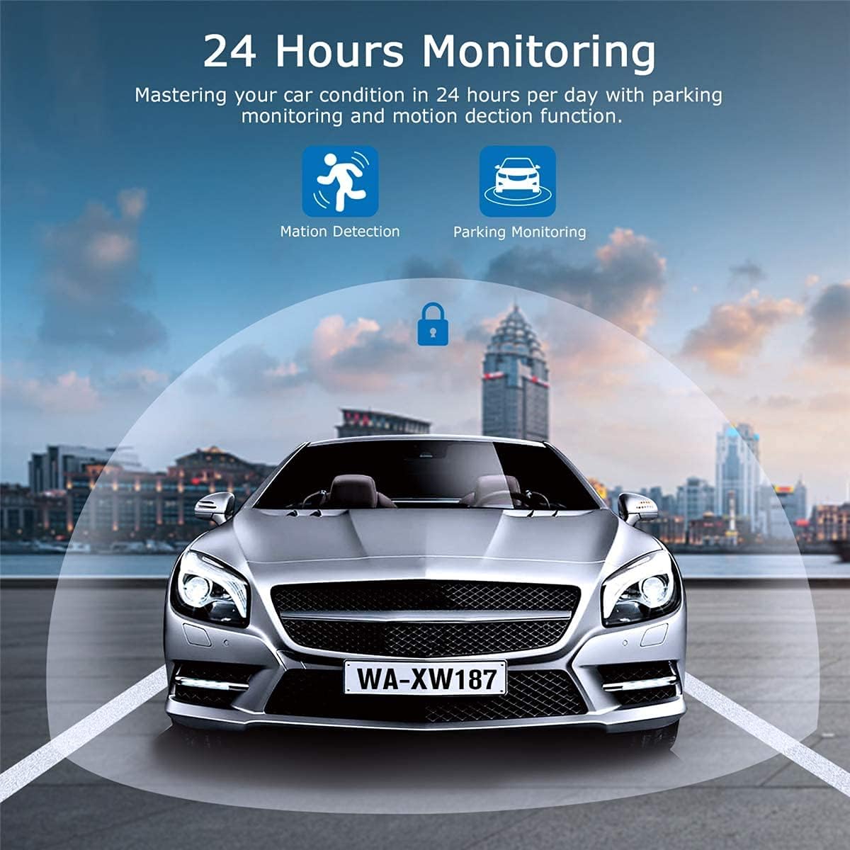 Dash Cam Front and Rear 1080P Full HD Car DVR Dashboard Camera with 3.0" LCD Display Night Vision G-Sensor D852887