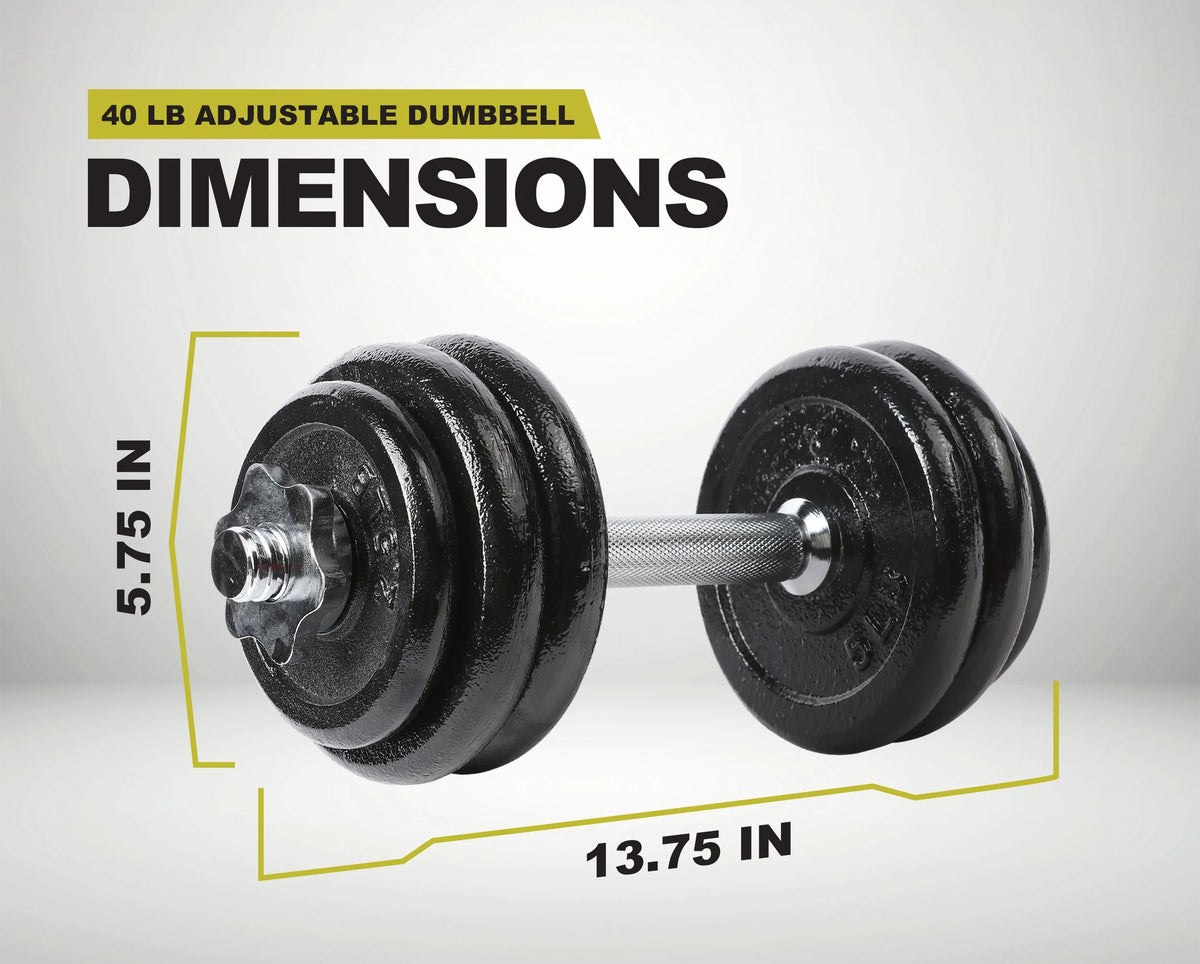 40 lb Adjustable Cast Iron Dumbbell Set with Case Y649