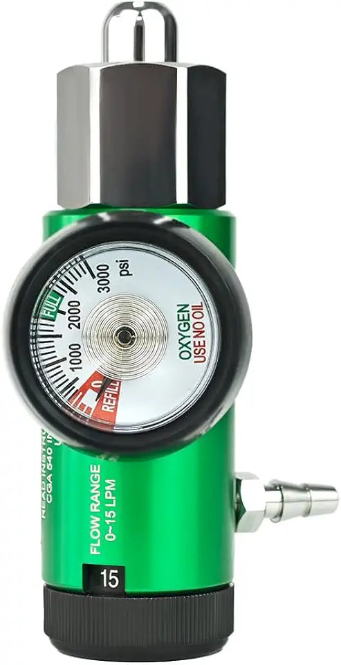 Mini Oxygen Regulator with CGA 540 Connection, Adjustable 0-15 LPM Flow A44744
