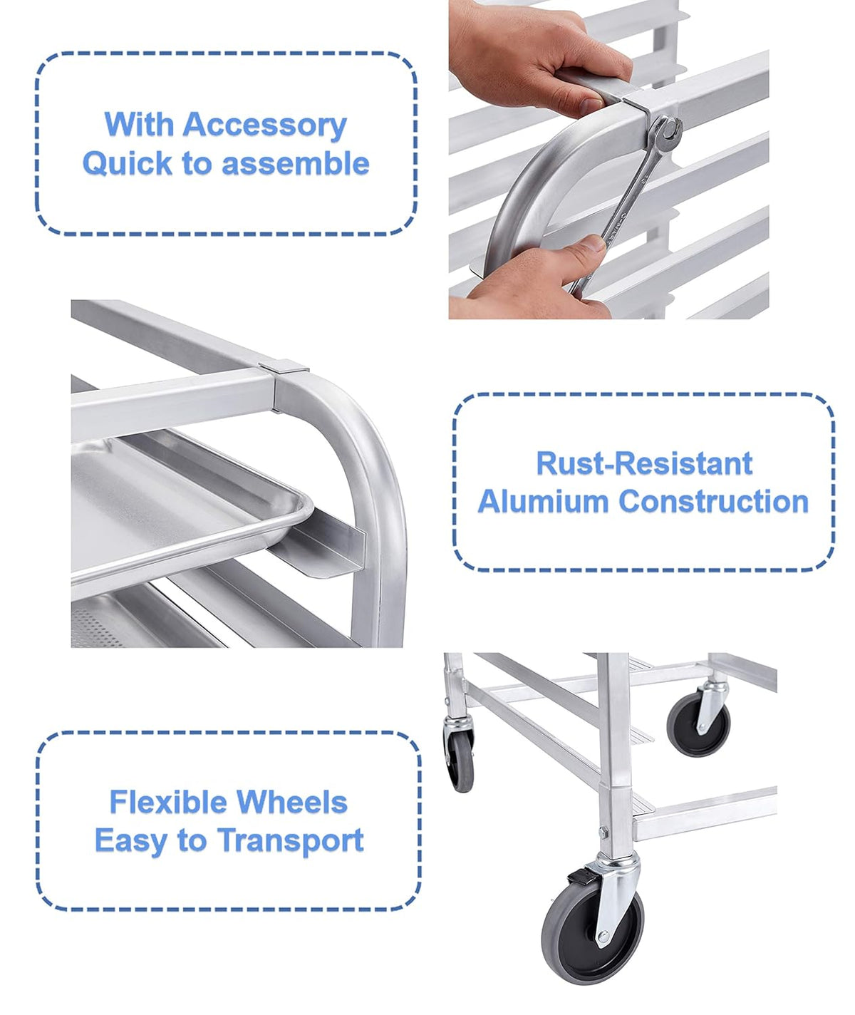 10 Tier Aluminum Bun Pan Rack with Wheels N3667