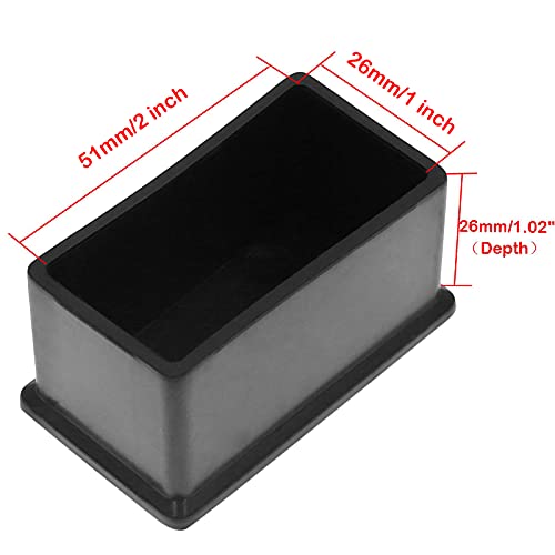 20Pcs Rectangle Rubber Furniture Leg Caps 3/4" x 1-1/2" N1419