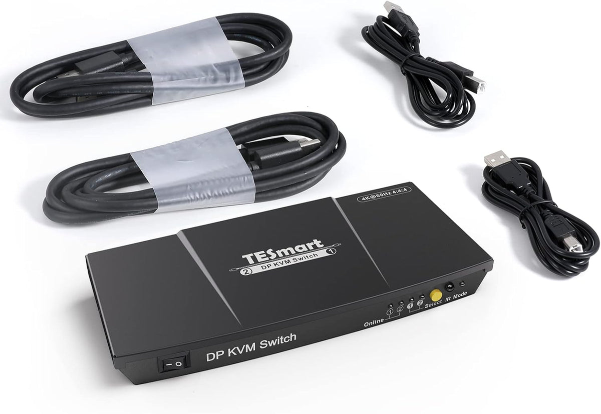 2 Port DisplayPort 4K 60Hz KVM Switcher with Cables Black Z16898