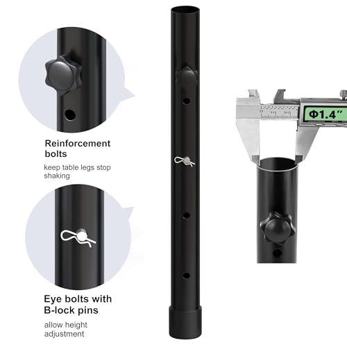 4 Pack Adjustable Metal Table Leg Extenders for Folding Tables, 3.6"/5.23"(7.8in) K29511