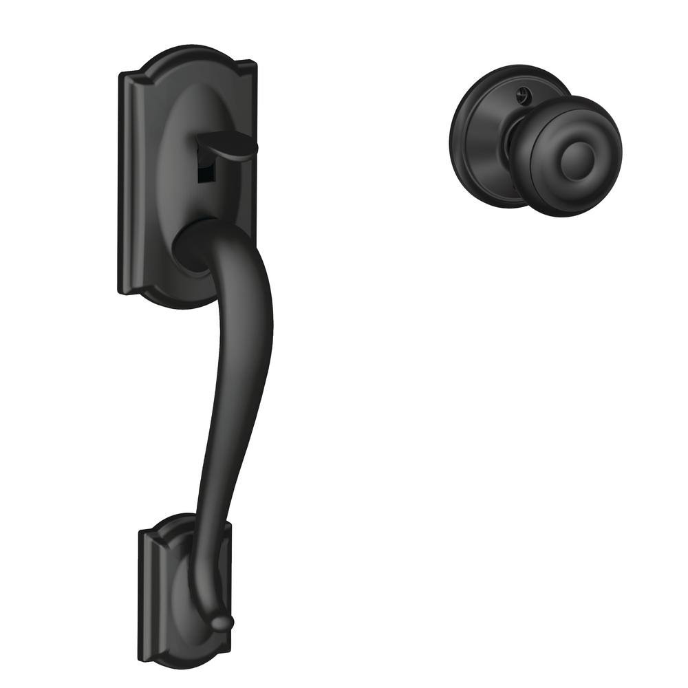 Matte Black Entry Door Handle Set with Door Knob N293628