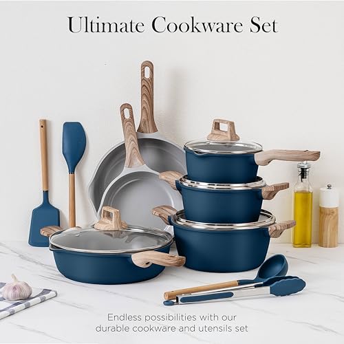 14 Pcs Nonstick Cast Aluminum Cookware Set with Utensils Z77898