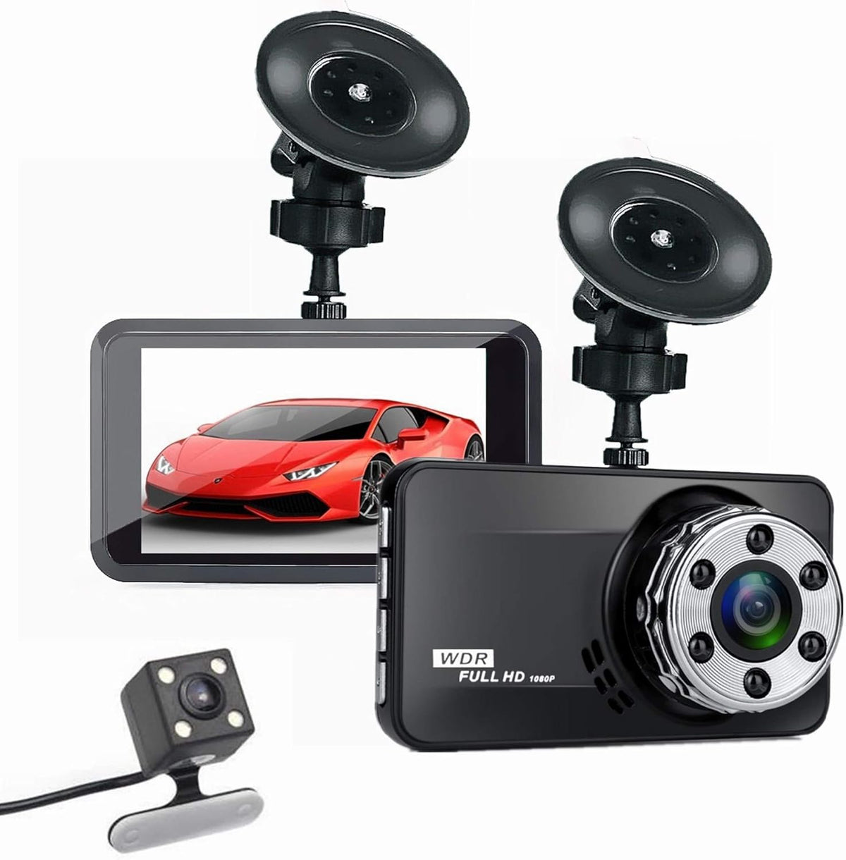 Dash Cam Front and Rear 1080P Full HD Car DVR Dashboard Camera with 3.0" LCD Display Night Vision G-Sensor D852887