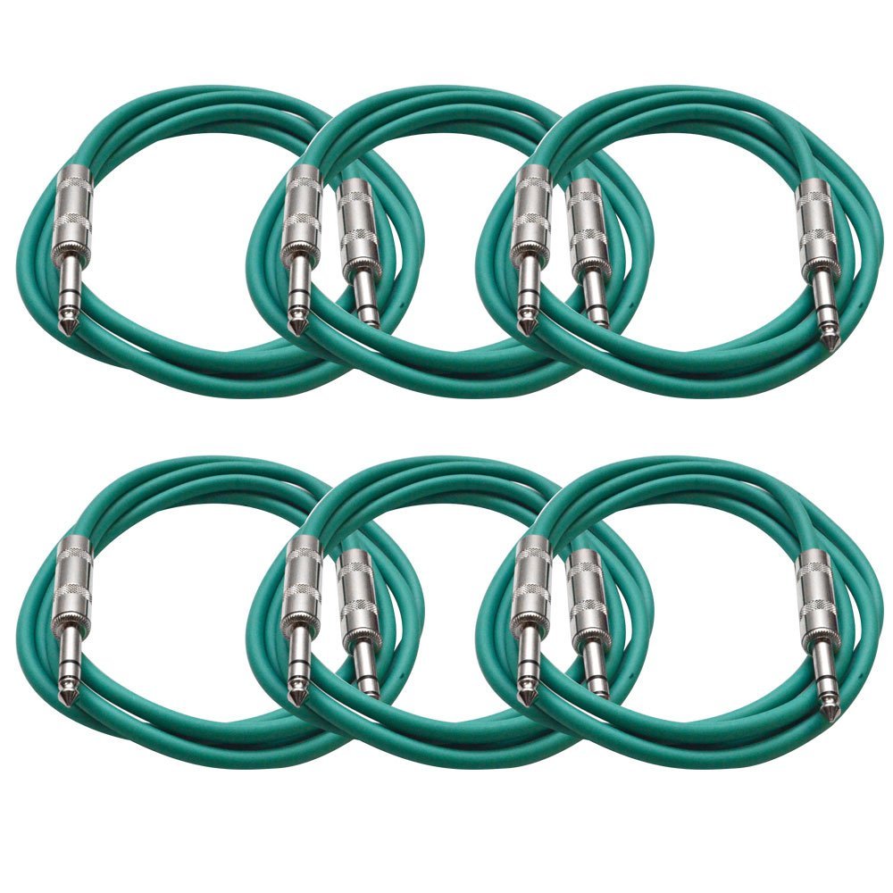 6 Pack 25 Foot Blue 1/4 TRS Patch Cable R37657