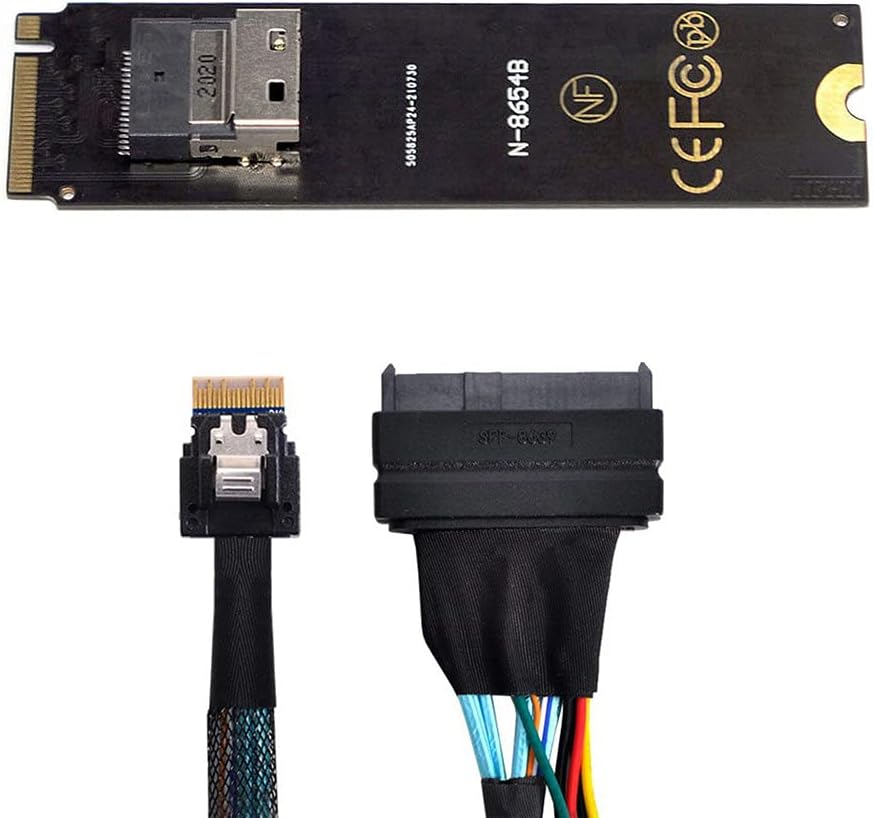 NGFF M-Key NVME to SFF-8654 Slimline SAS Adapter and U.2 SFF-8639 NVME PCIe SSD Cable E186540